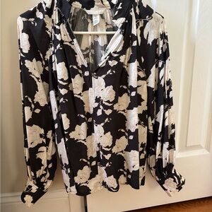 H&M Black and Cream Floral Blouse
